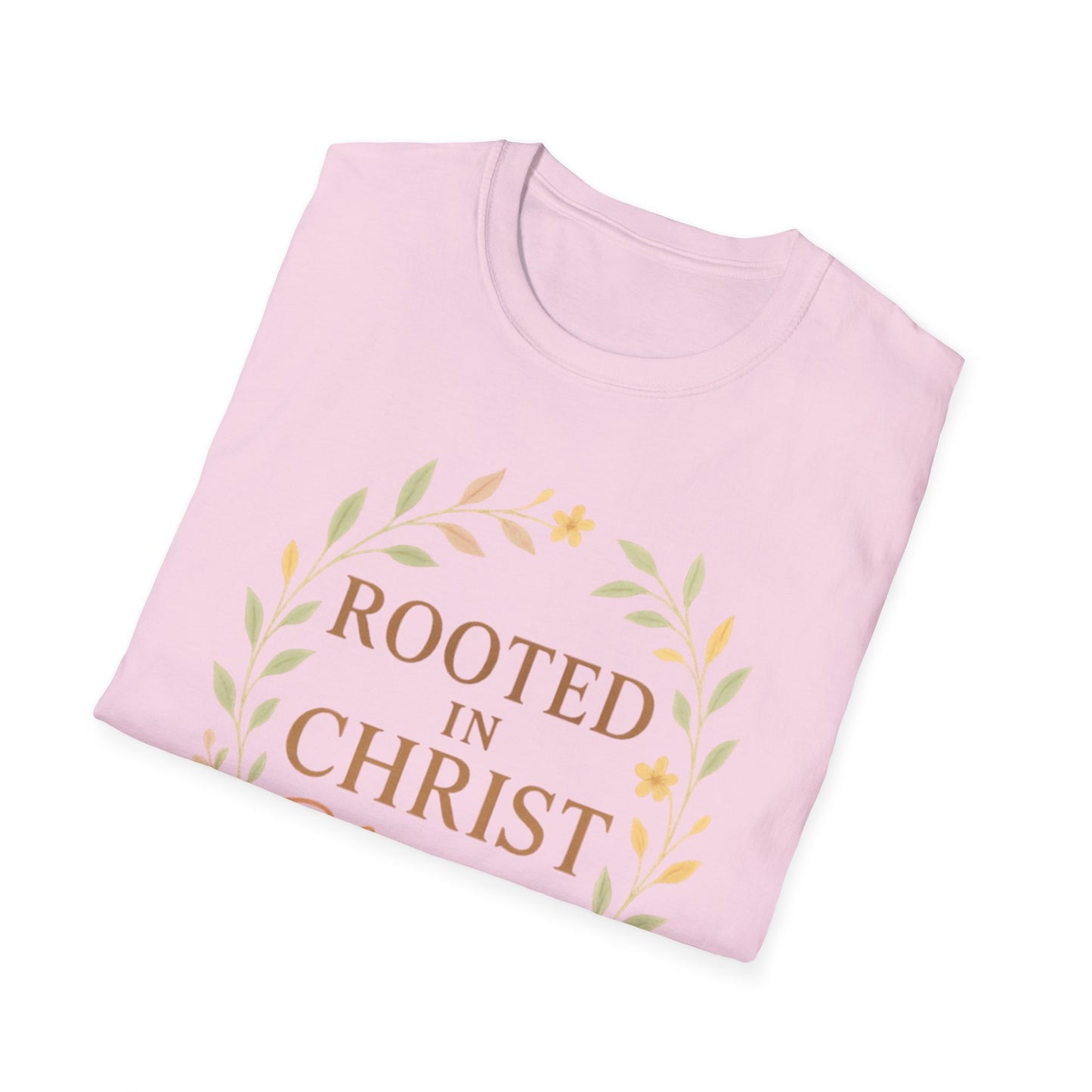 + 1 Rooted in Christ Unisex T-Shirt, Faith-Based Apparel, Inspirational Clothing, Christian Gift, Casual Everyday Wear, Blooming in Love