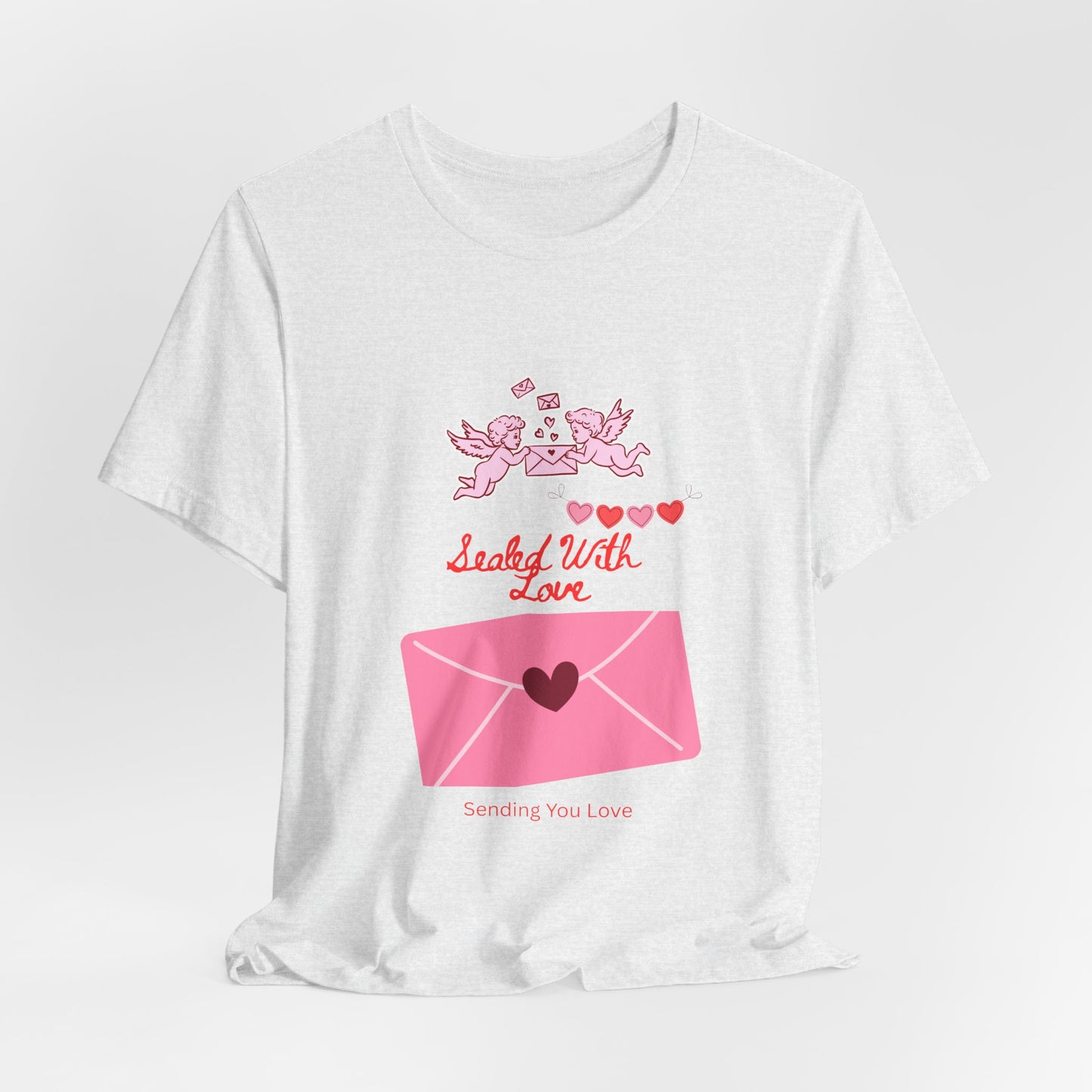 Valentine -Love Letter Tee — Pink Envelope 'Send You Love' Graphic T-Shirt
