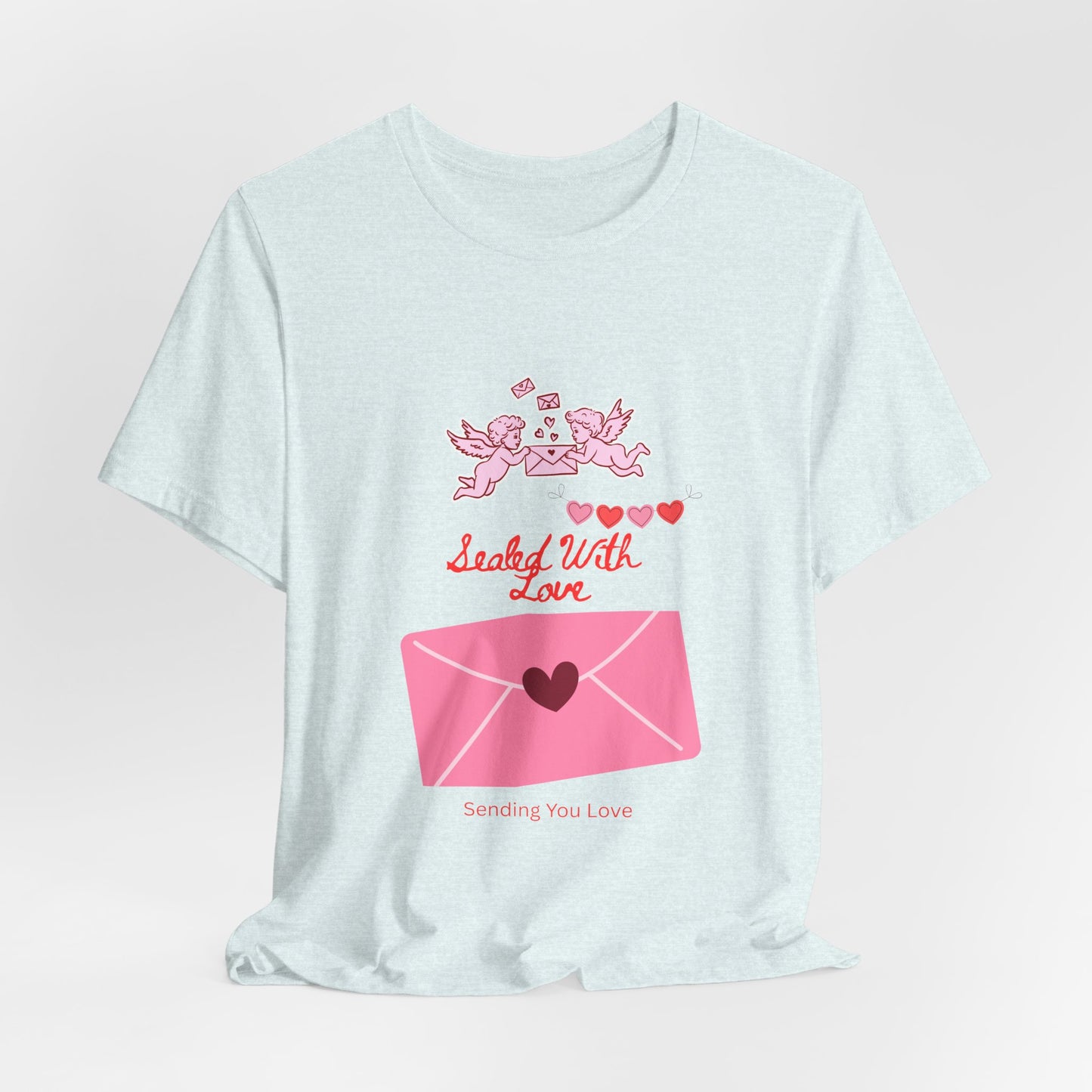 Valentine -Love Letter Tee — Pink Envelope 'Send You Love' Graphic T-Shirt