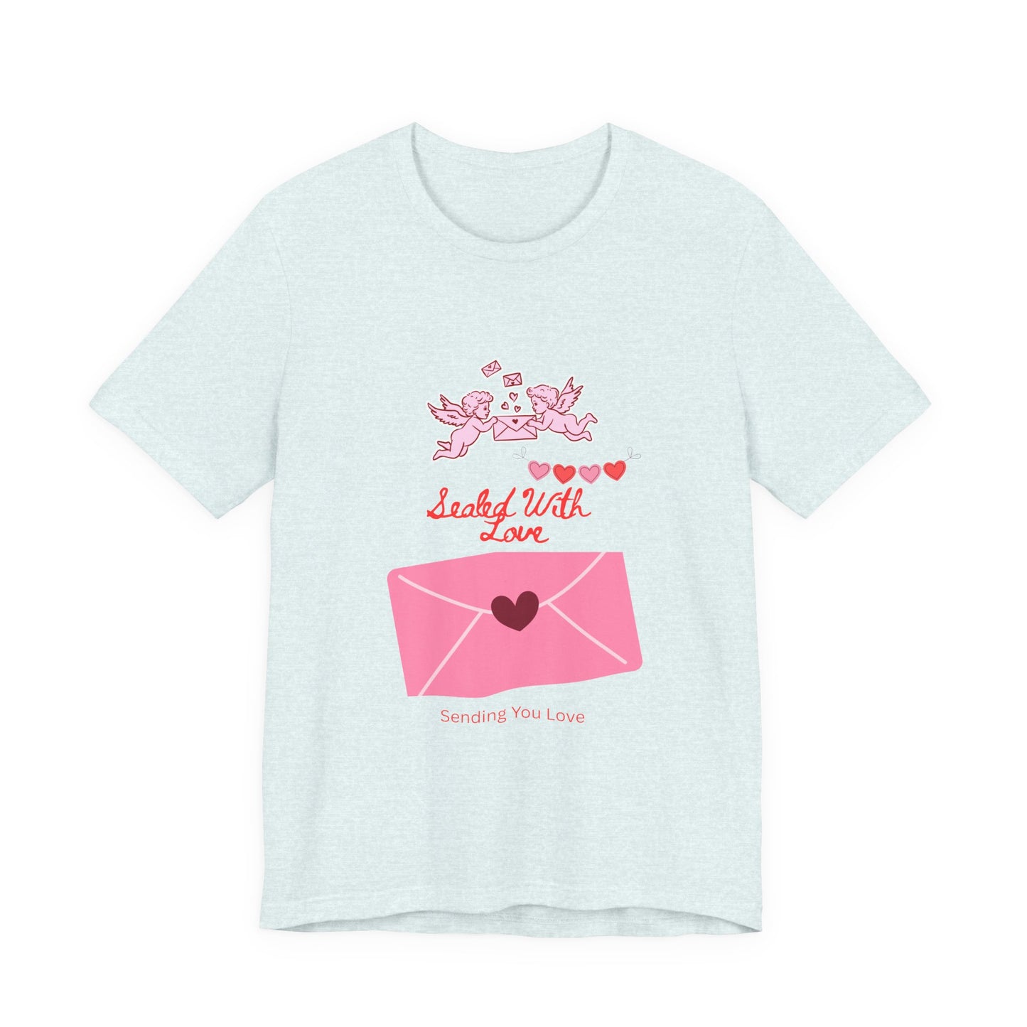 Valentine -Love Letter Tee — Pink Envelope 'Send You Love' Graphic T-Shirt