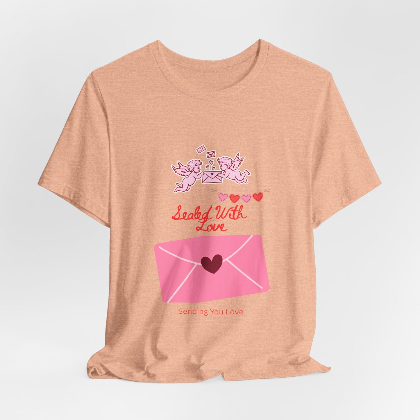 Valentine -Love Letter Tee — Pink Envelope 'Send You Love' Graphic T-Shirt