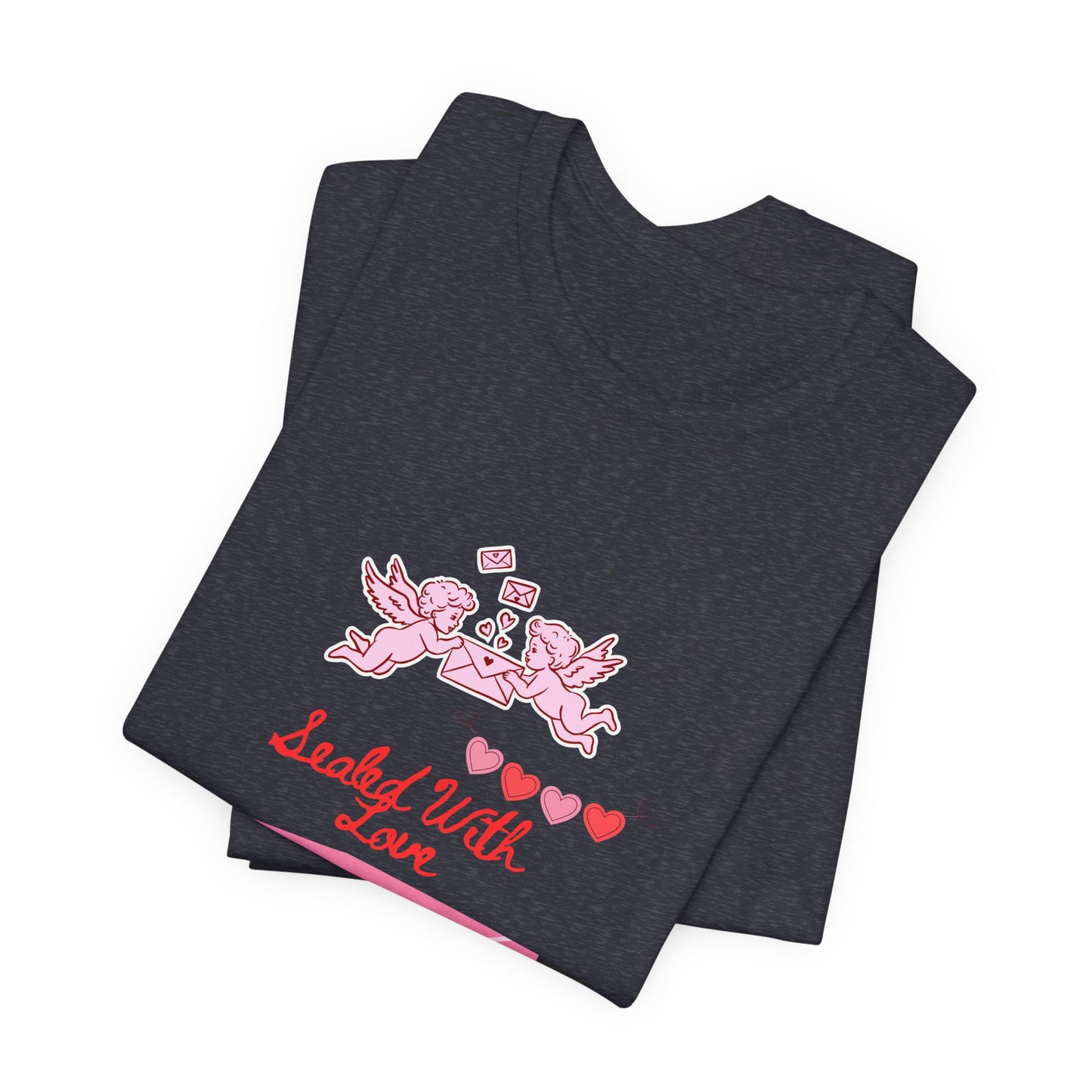 Valentine -Love Letter Tee — Pink Envelope 'Send You Love' Graphic T-Shirt