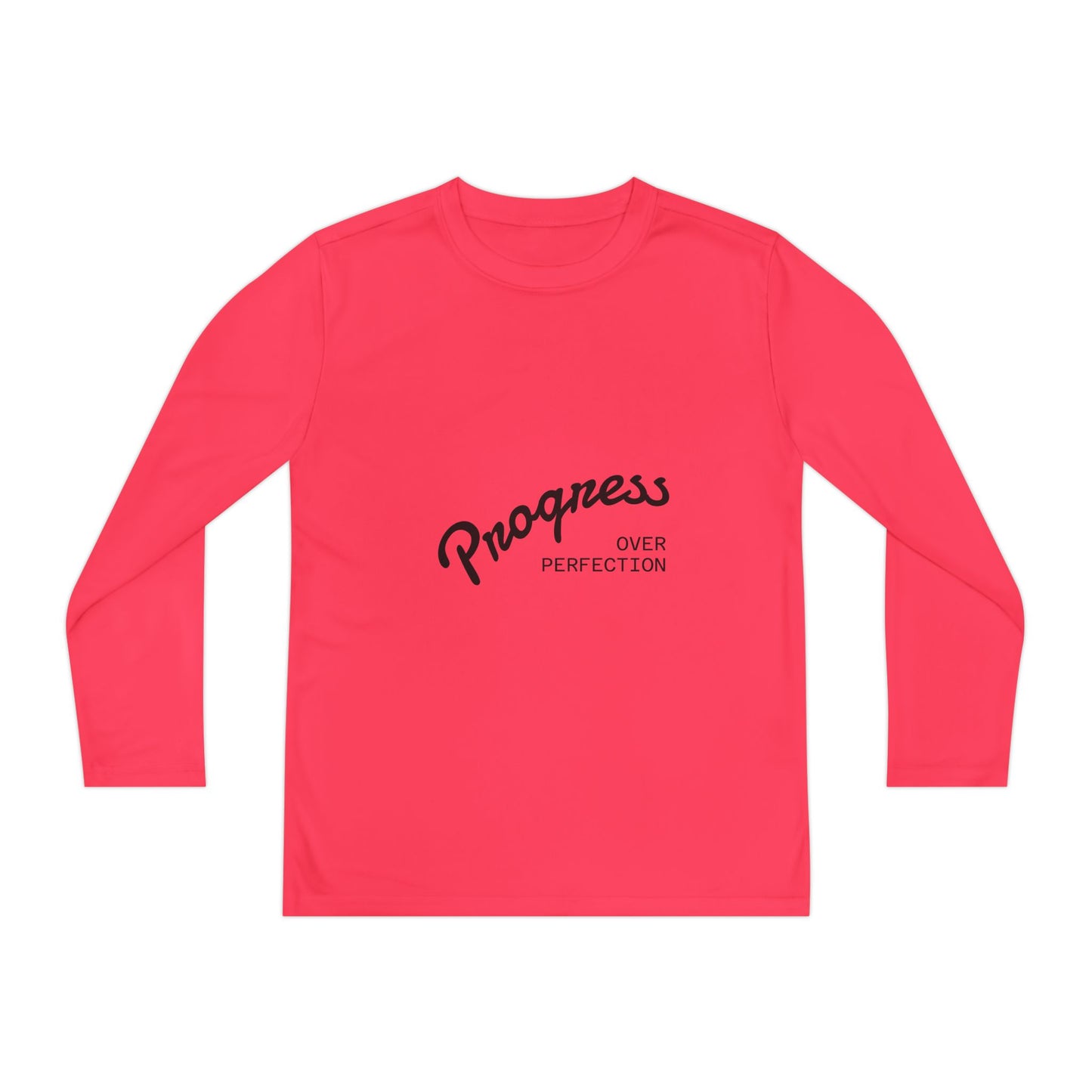 Youth Long Sleeve Tee — "Progress Over Perfection" Motivational Shirt