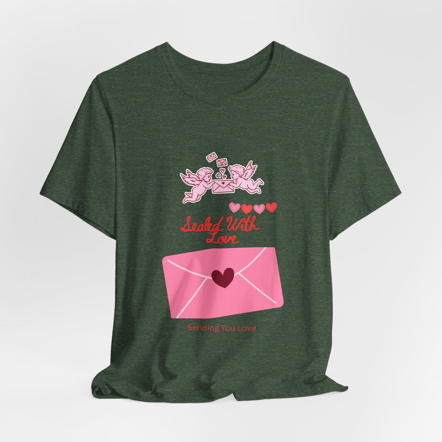 Valentine -Love Letter Tee — Pink Envelope 'Send You Love' Graphic T-Shirt