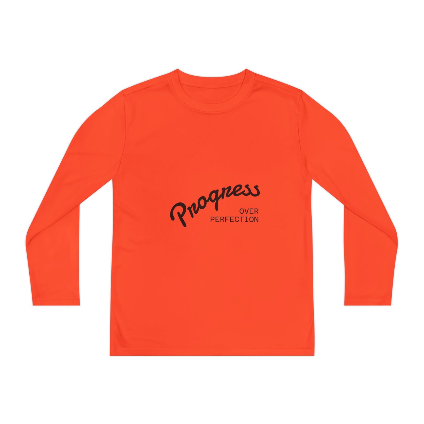 Youth Long Sleeve Tee — "Progress Over Perfection" Motivational Shirt