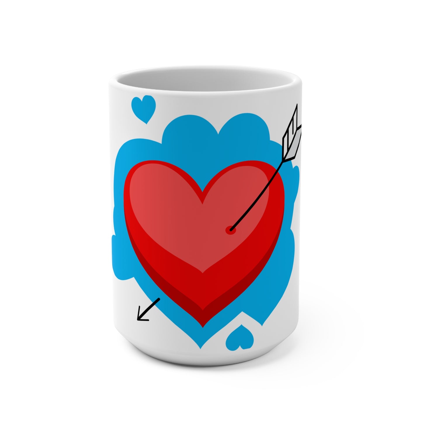 15oz Coffee Mug — Red Heart with Arrow Valentine Love Design