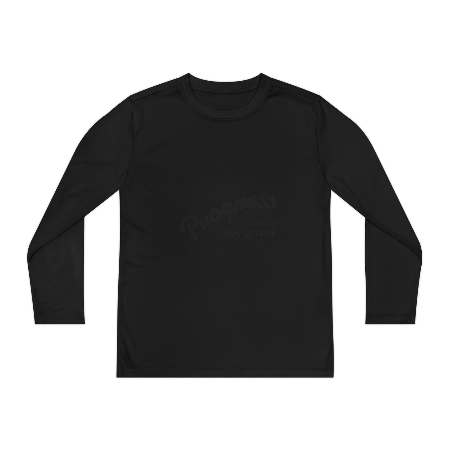 Youth Long Sleeve Tee — "Progress Over Perfection" Motivational Shirt