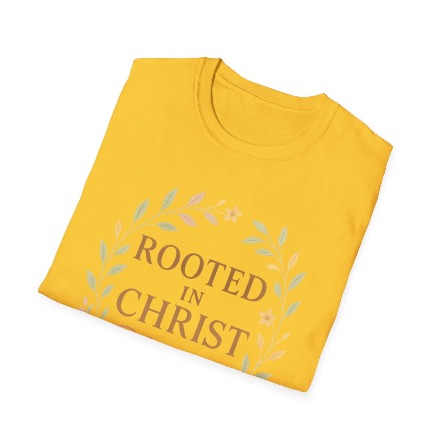 + 1 Rooted in Christ Unisex T-Shirt, Faith-Based Apparel, Inspirational Clothing, Christian Gift, Casual Everyday Wear, Blooming in Love