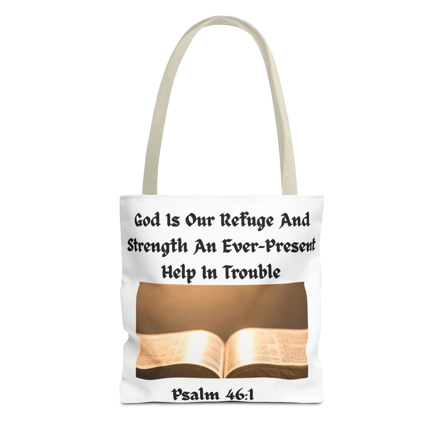 Bible Verse Tote Bag — Psalm 46:1 Inspirational Scripture Tote