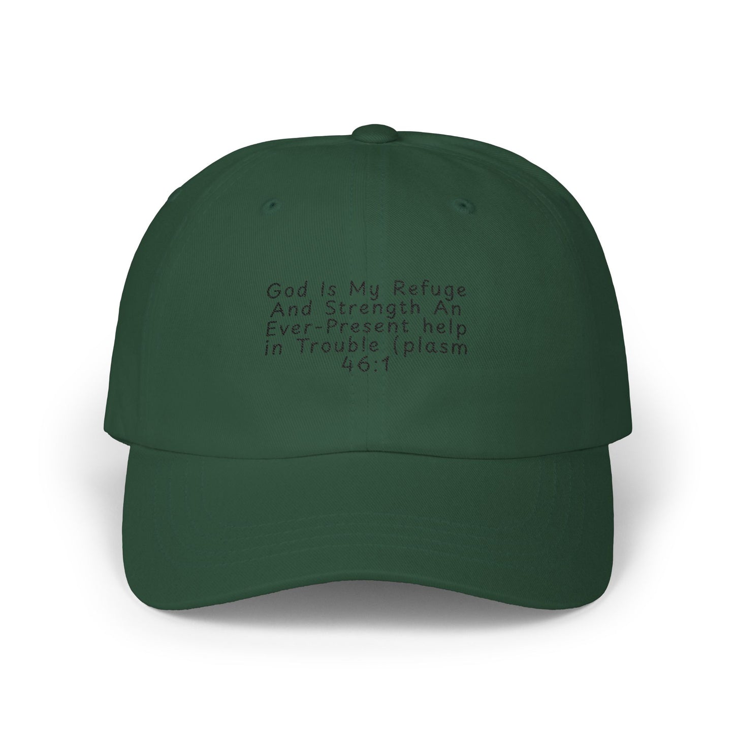 Embroidered Scripture Dad Cap — "God Is My Refuge" (Psalm 46:1)