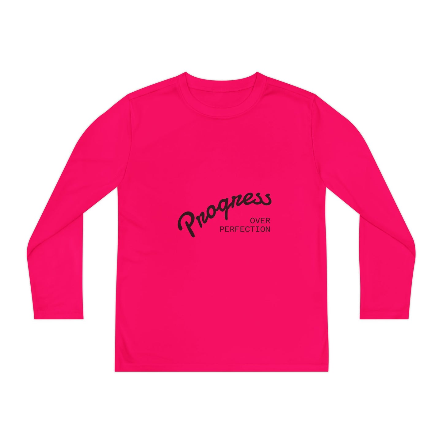 Youth Long Sleeve Tee — "Progress Over Perfection" Motivational Shirt