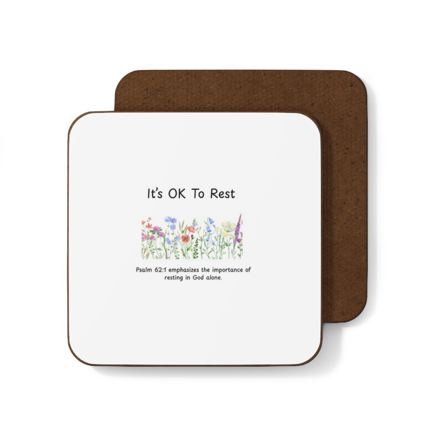 + 1 Floral Inspirational Coaster Set, 'It's OK To Rest' Hardboard Coaster, Vintage Botanical Drink Coasters, Mindfulness Home Decor, Gift Idea
