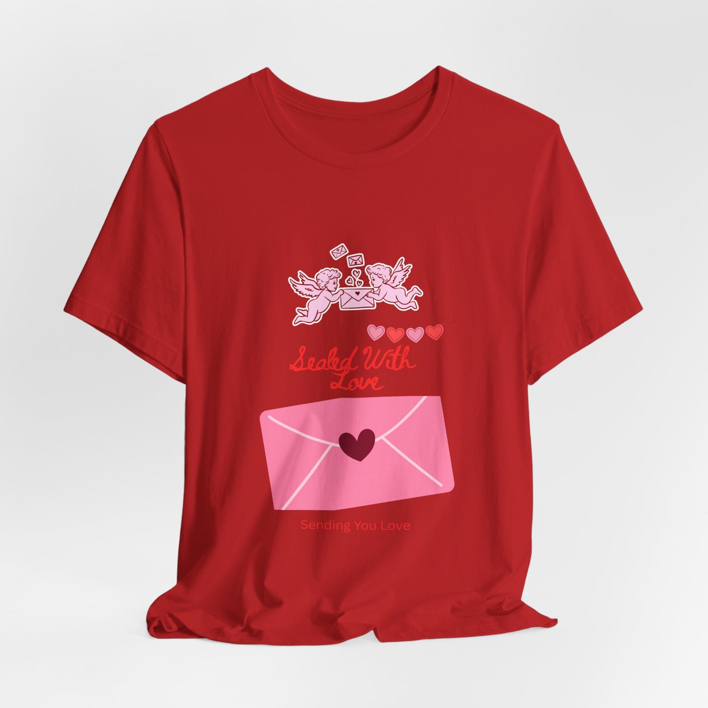 Valentine -Love Letter Tee — Pink Envelope 'Send You Love' Graphic T-Shirt