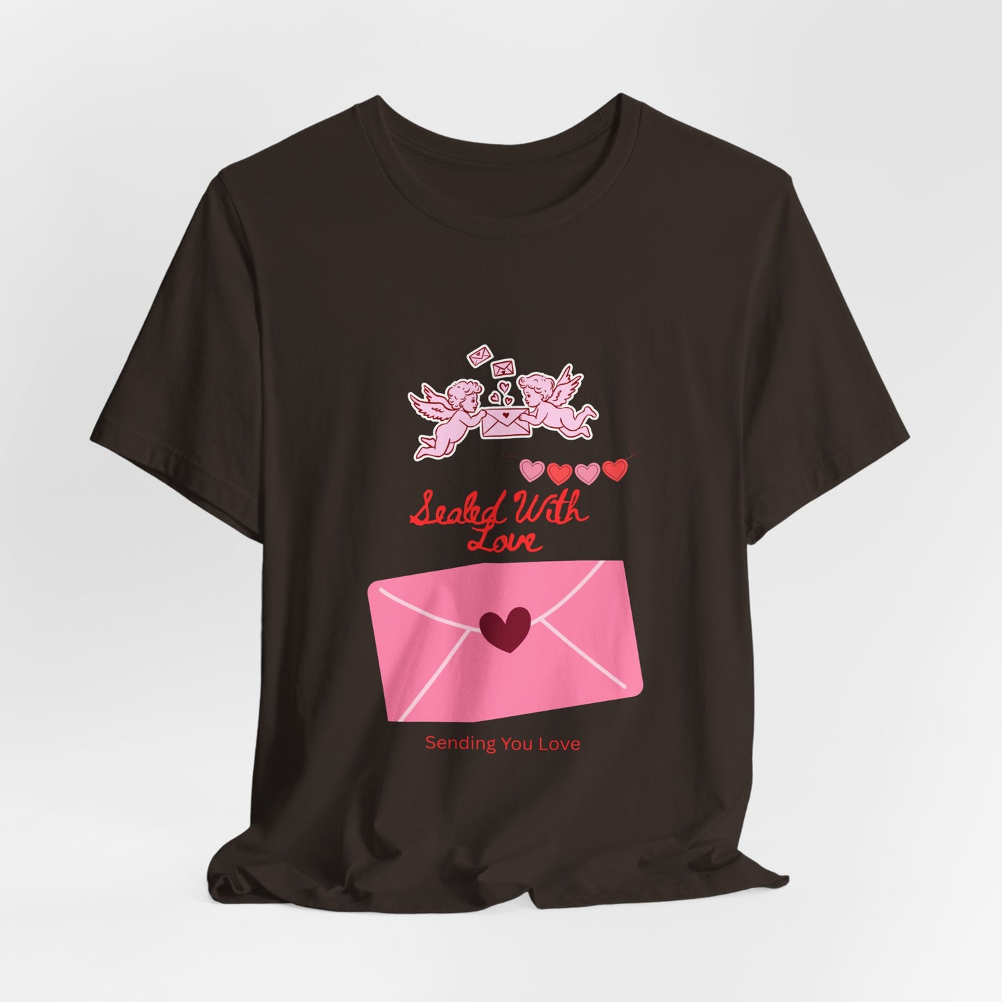 Valentine -Love Letter Tee — Pink Envelope 'Send You Love' Graphic T-Shirt