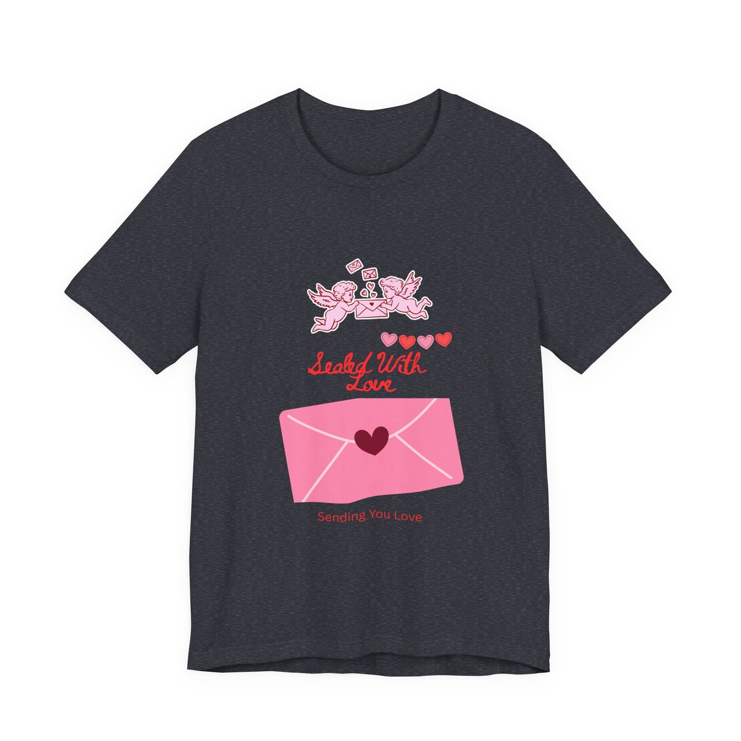 Valentine -Love Letter Tee — Pink Envelope 'Send You Love' Graphic T-Shirt