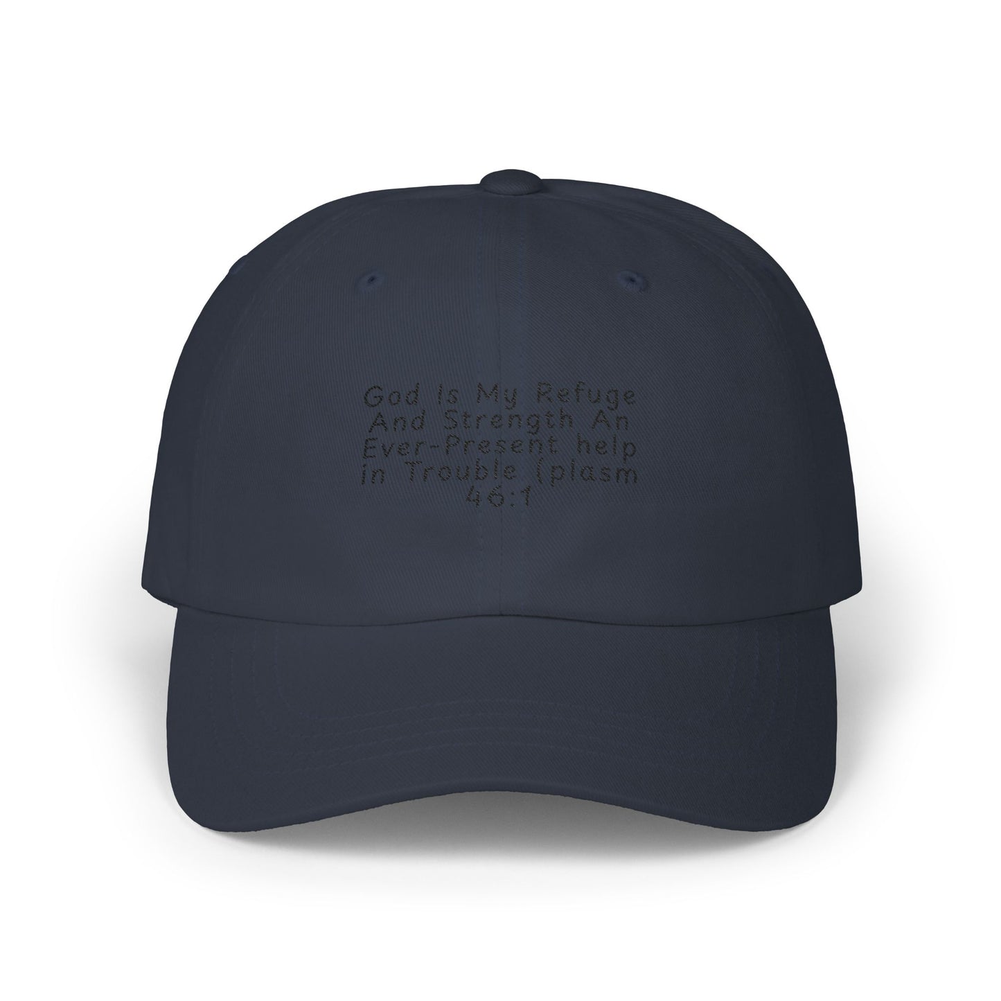 Embroidered Scripture Dad Cap — "God Is My Refuge" (Psalm 46:1)