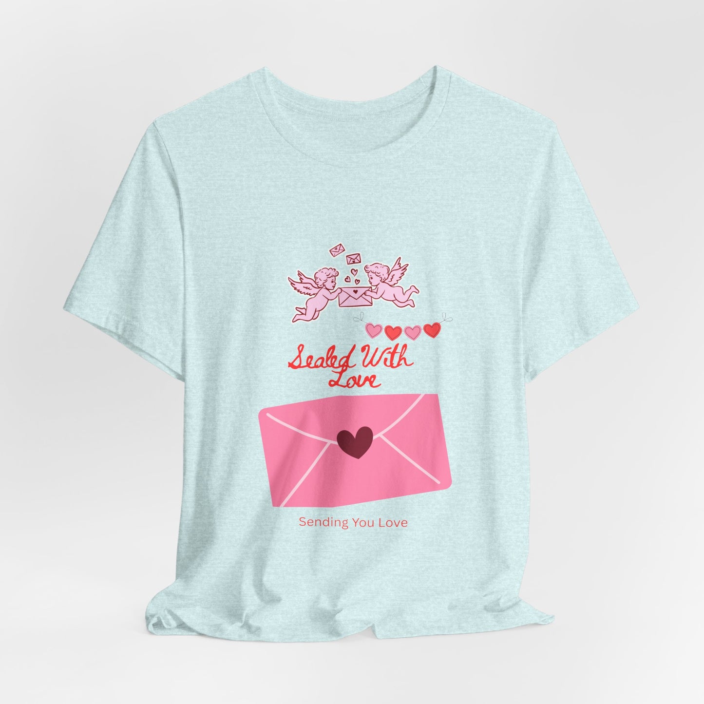 Valentine -Love Letter Tee — Pink Envelope 'Send You Love' Graphic T-Shirt