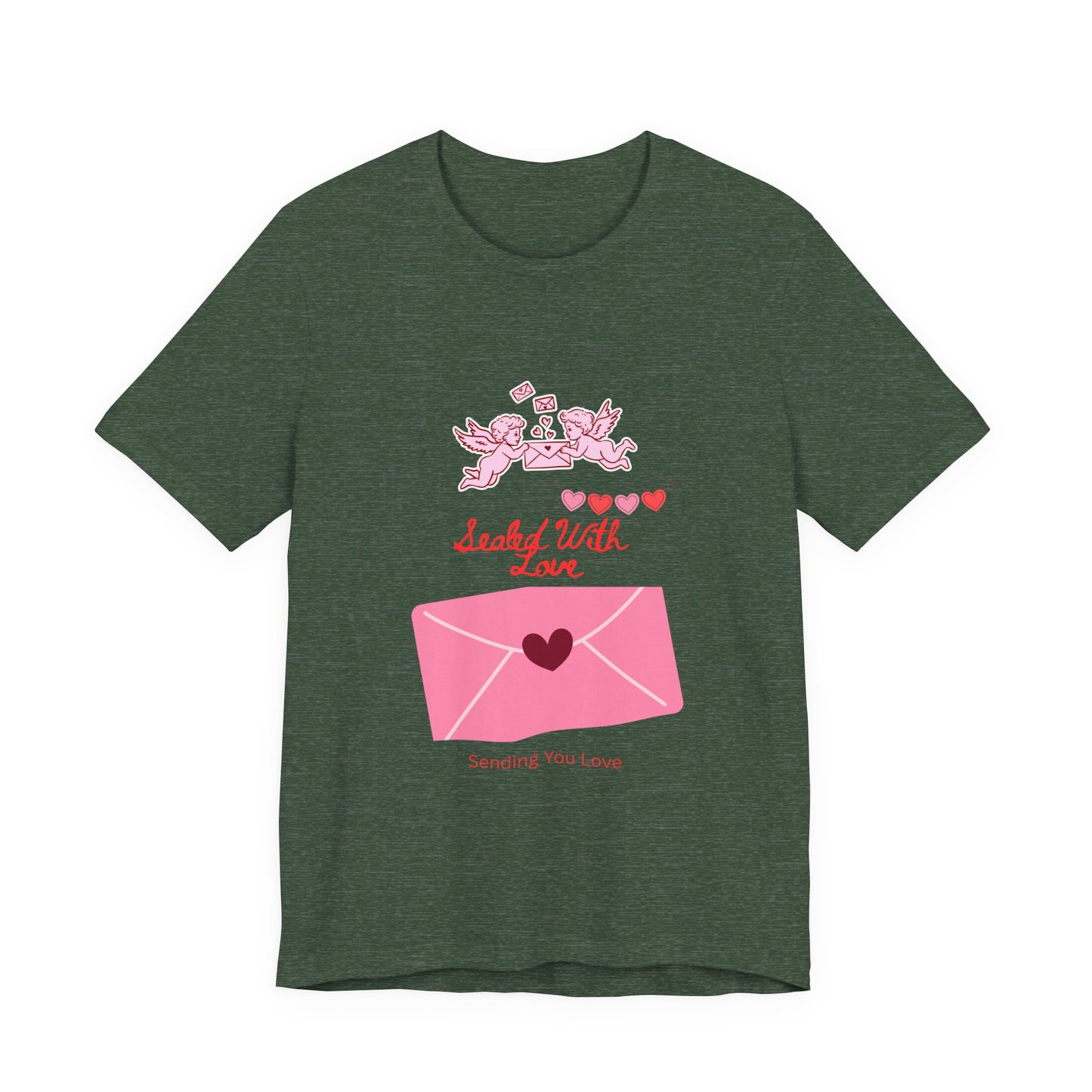 Valentine -Love Letter Tee — Pink Envelope 'Send You Love' Graphic T-Shirt