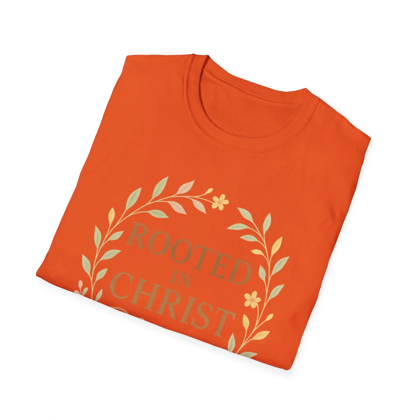 + 1 Rooted in Christ Unisex T-Shirt, Faith-Based Apparel, Inspirational Clothing, Christian Gift, Casual Everyday Wear, Blooming in Love