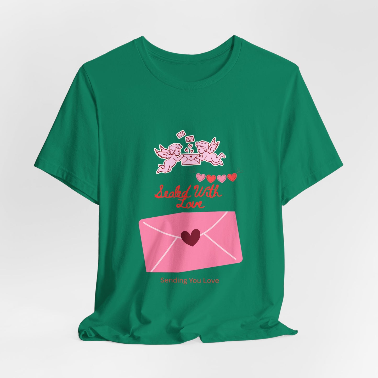 Valentine -Love Letter Tee — Pink Envelope 'Send You Love' Graphic T-Shirt
