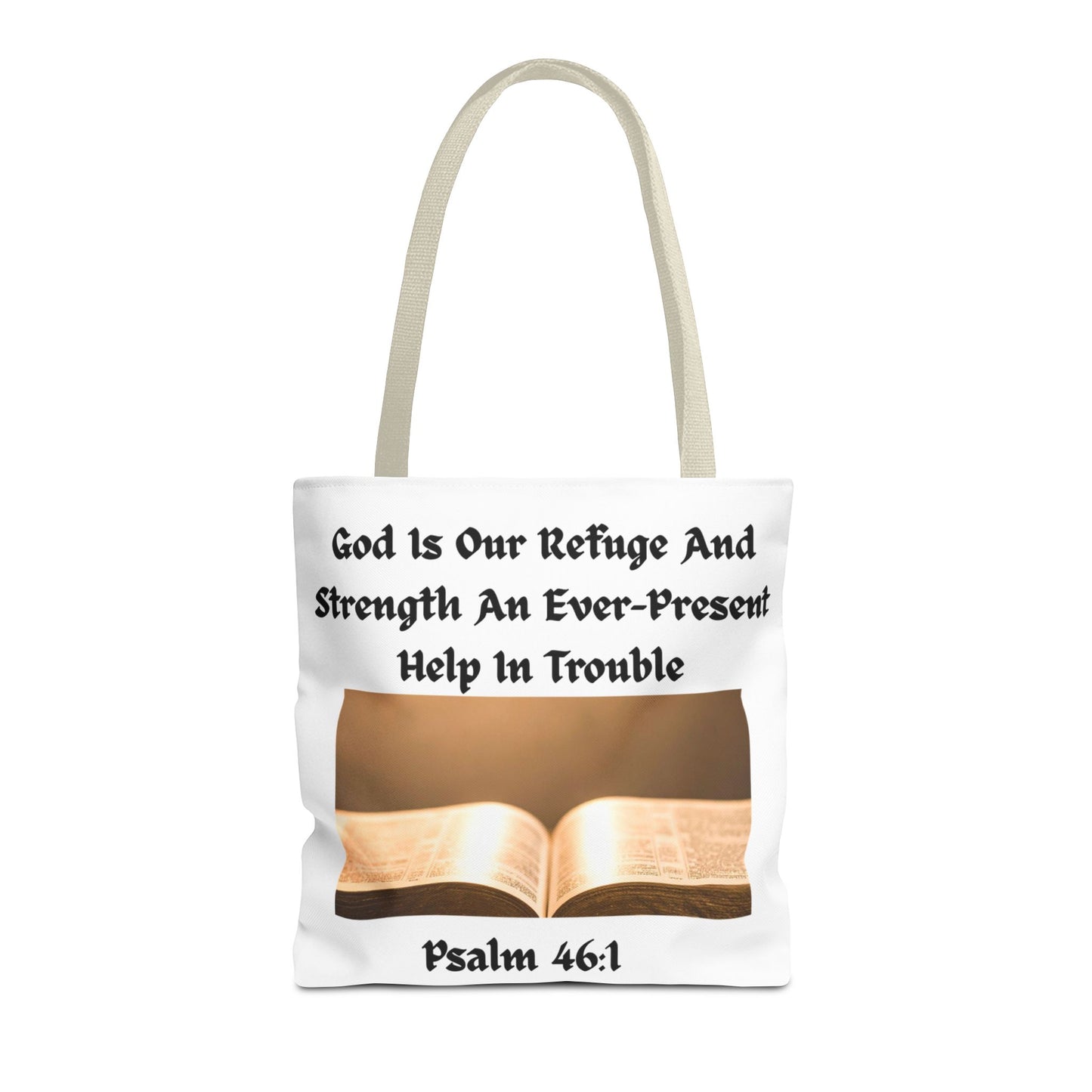 Bible Verse Tote Bag — Psalm 46:1 Inspirational Scripture Tote