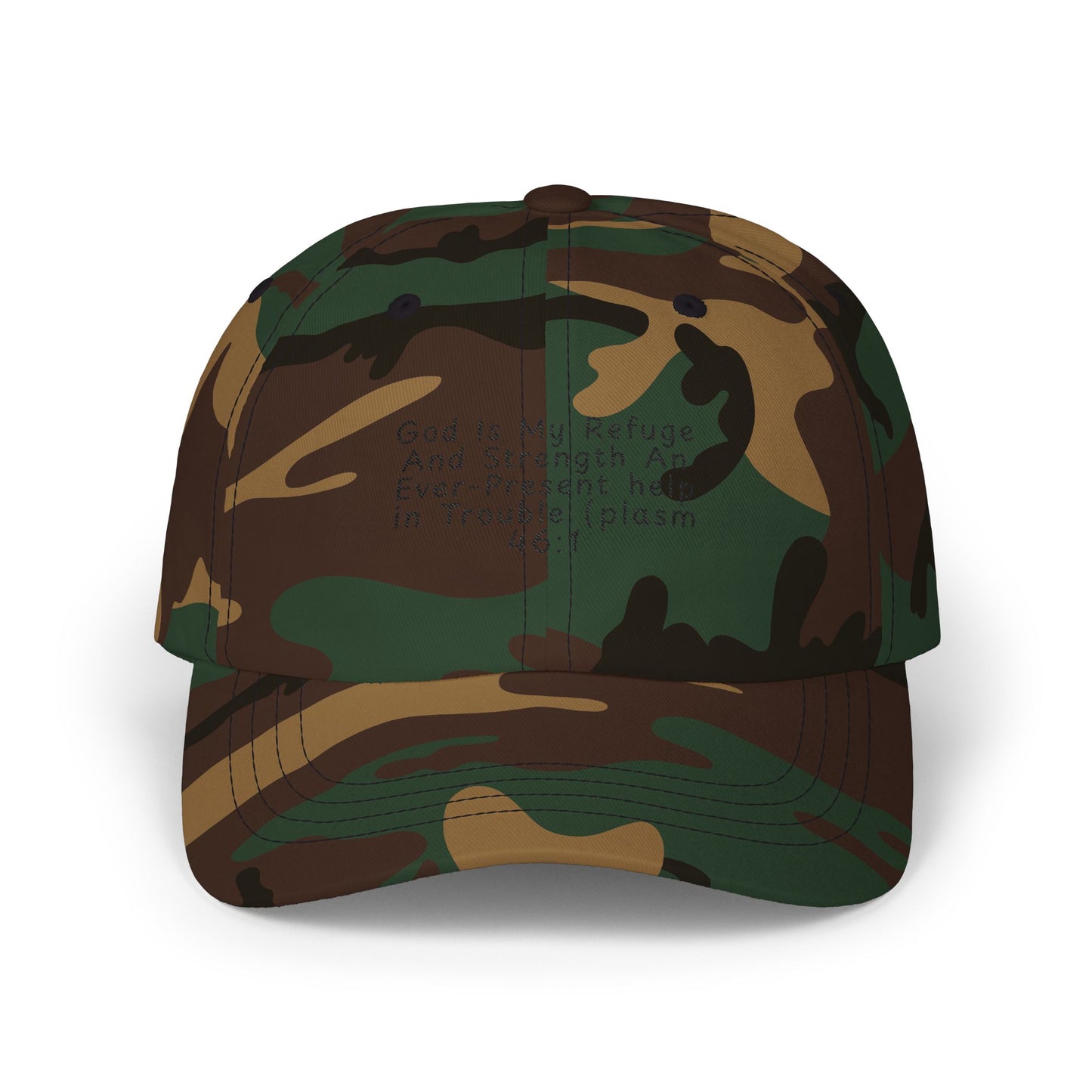 Embroidered Scripture Dad Cap — "God Is My Refuge" (Psalm 46:1)