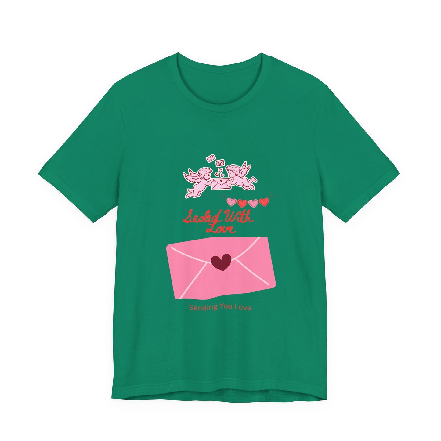 Valentine -Love Letter Tee — Pink Envelope 'Send You Love' Graphic T-Shirt
