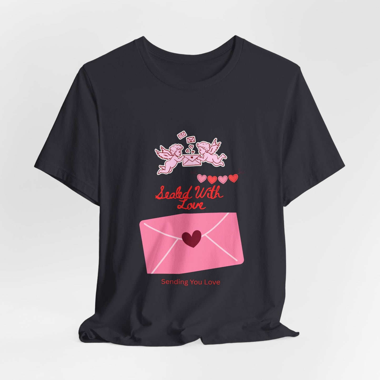 Valentine -Love Letter Tee — Pink Envelope 'Send You Love' Graphic T-Shirt
