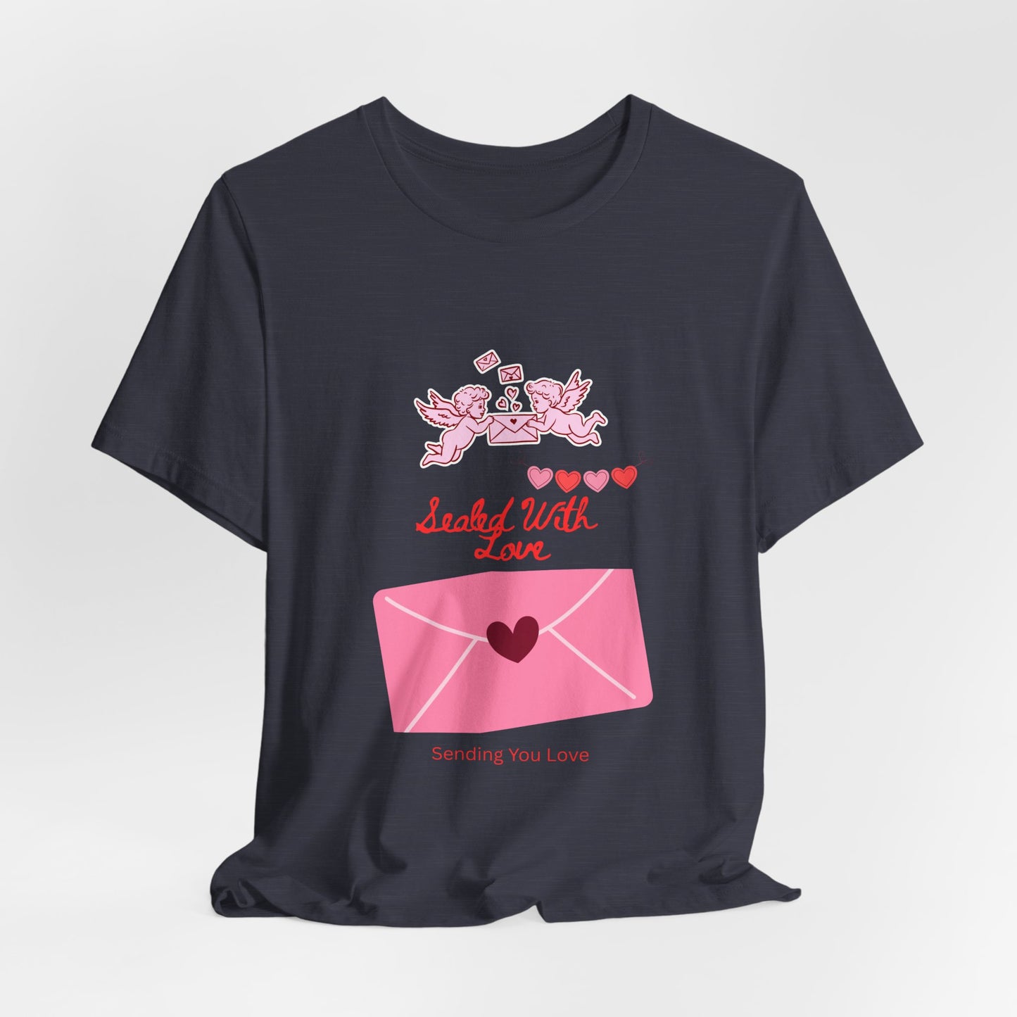 Valentine -Love Letter Tee — Pink Envelope 'Send You Love' Graphic T-Shirt