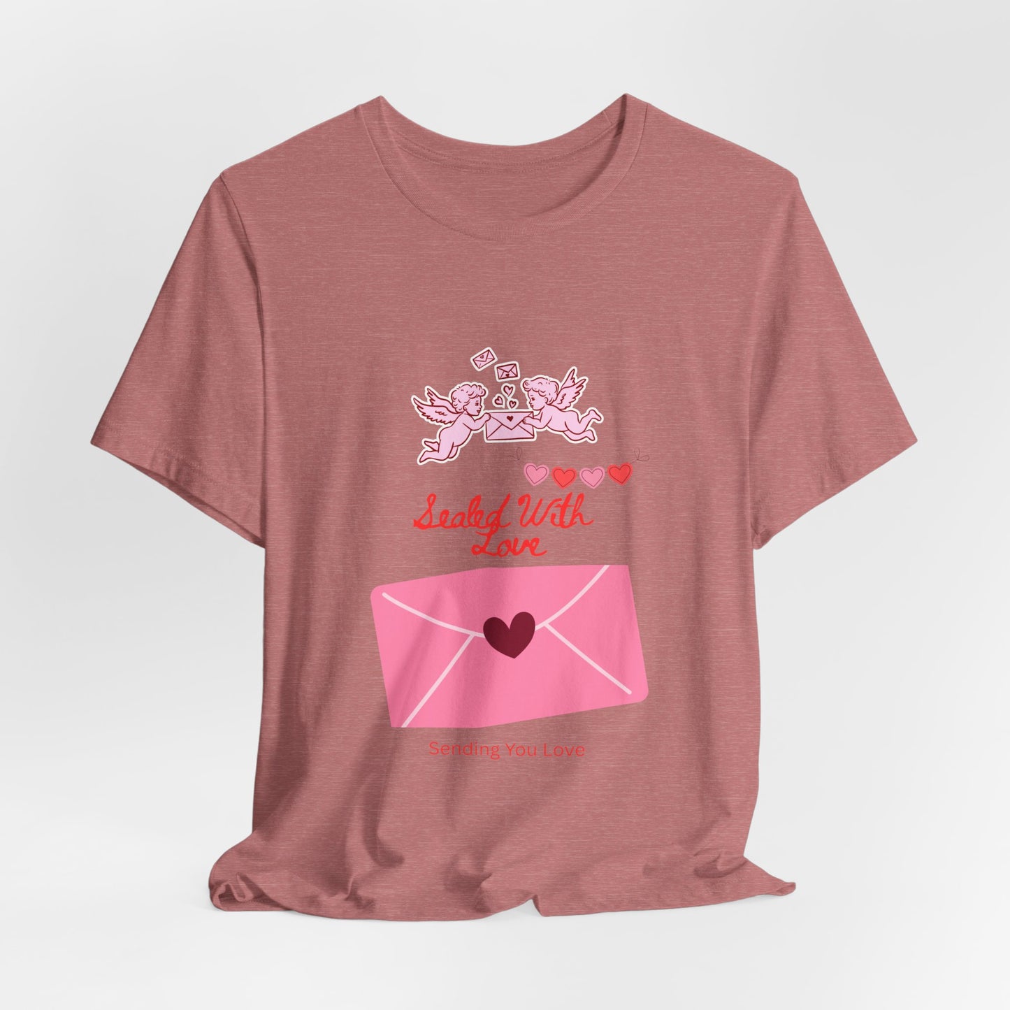 Valentine -Love Letter Tee — Pink Envelope 'Send You Love' Graphic T-Shirt