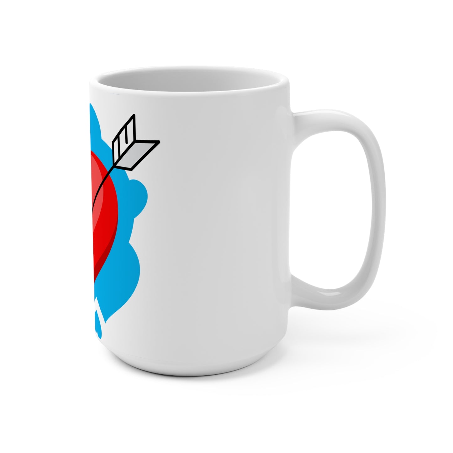 15oz Coffee Mug — Red Heart with Arrow Valentine Love Design