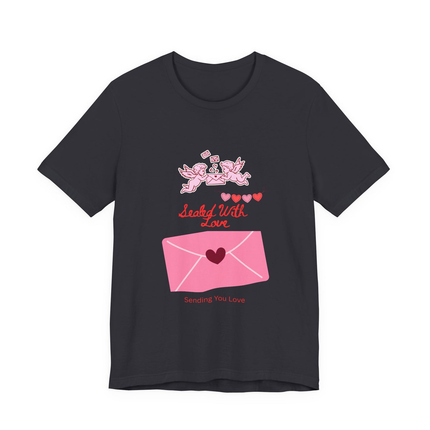 Valentine -Love Letter Tee — Pink Envelope 'Send You Love' Graphic T-Shirt