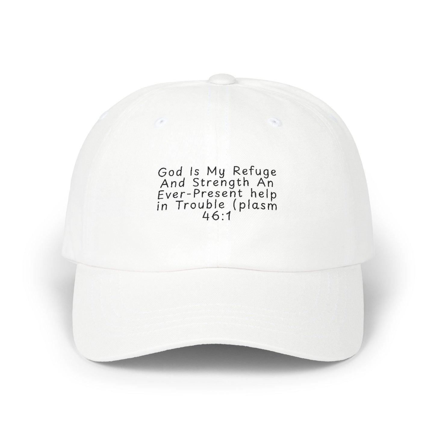Embroidered Scripture Dad Cap — "God Is My Refuge" (Psalm 46:1)