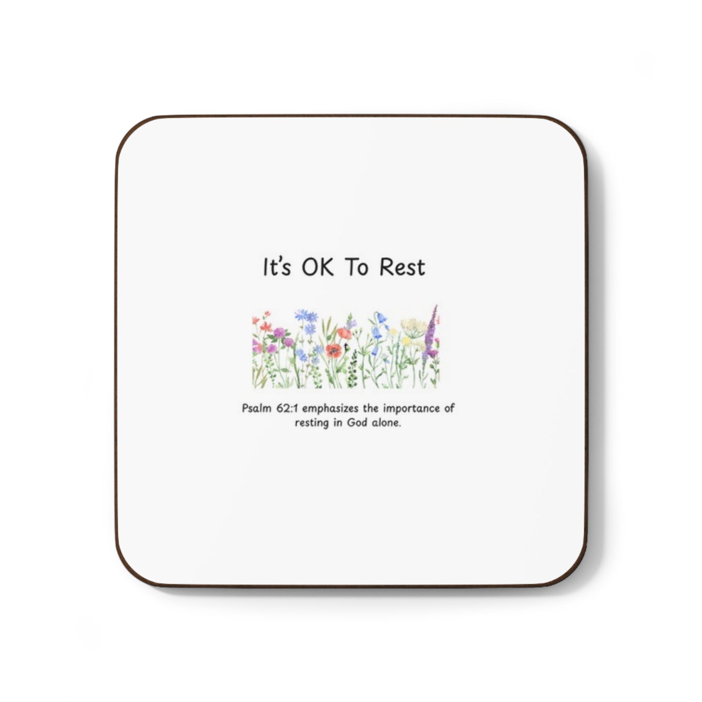 + 1 Floral Inspirational Coaster Set, 'It's OK To Rest' Hardboard Coaster, Vintage Botanical Drink Coasters, Mindfulness Home Decor, Gift Idea