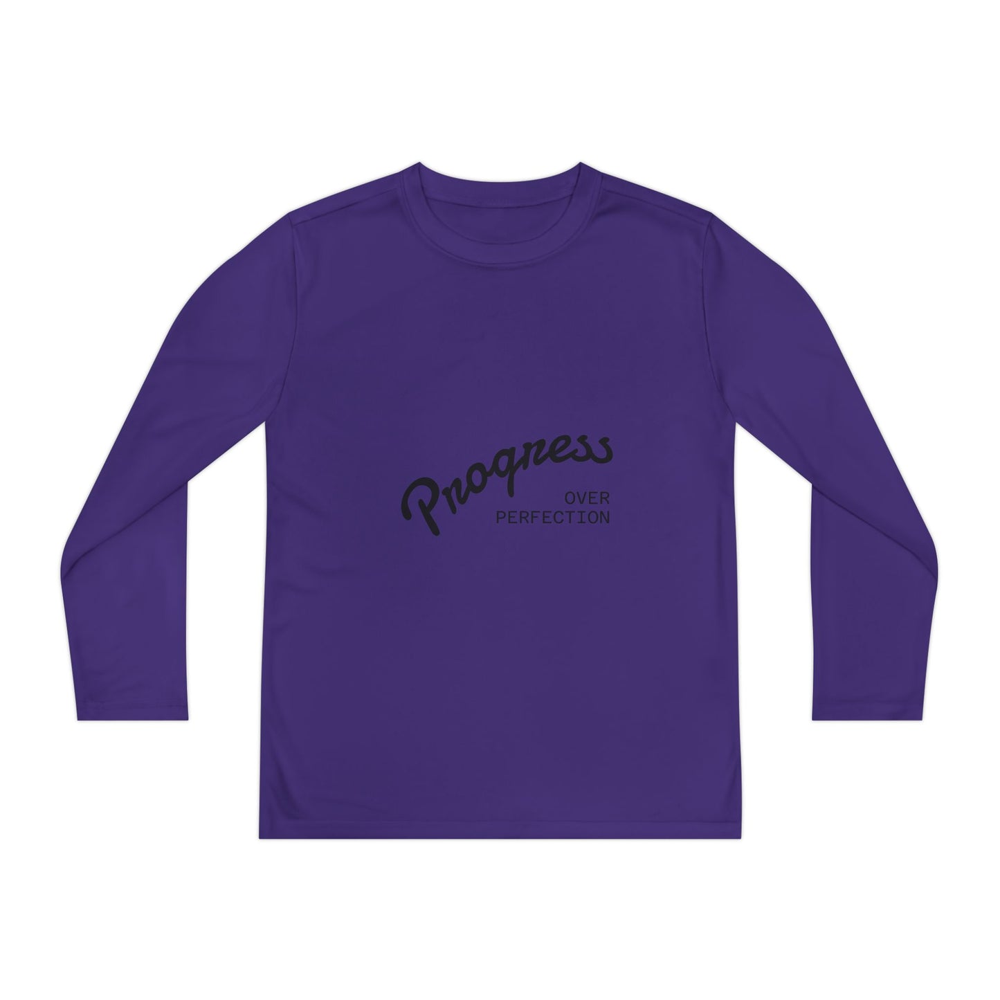 Youth Long Sleeve Tee — "Progress Over Perfection" Motivational Shirt