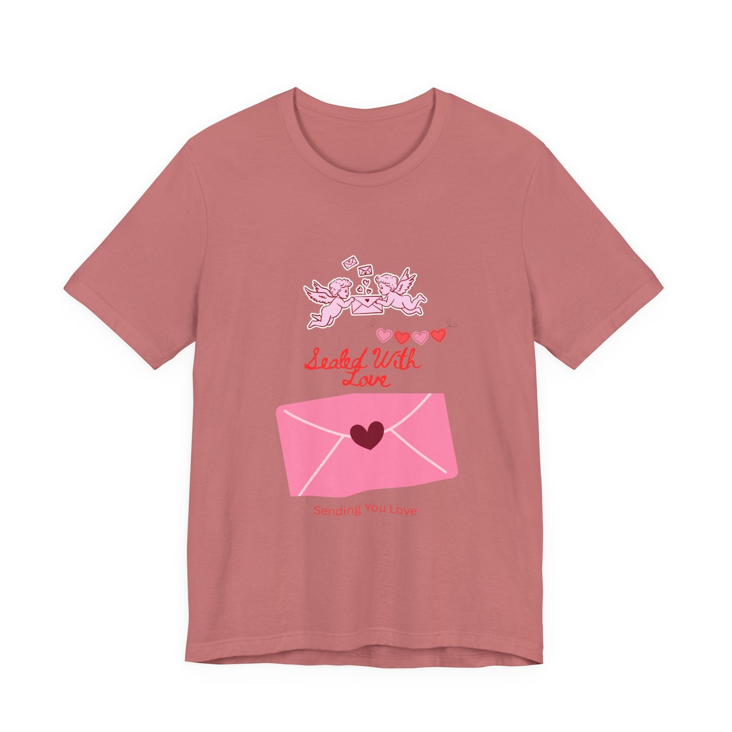 Valentine -Love Letter Tee — Pink Envelope 'Send You Love' Graphic T-Shirt