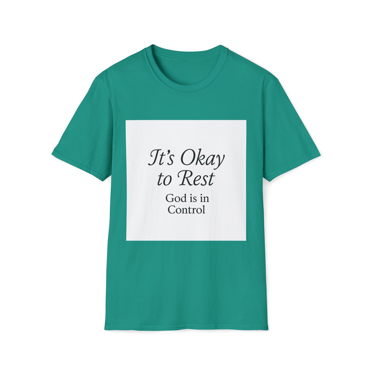 + 1 God is in Control T-Shirt, Softstyle Tee, Relaxation Wear, Mindfulness Gift, Inspirational Apparel, Spiritual Gifts