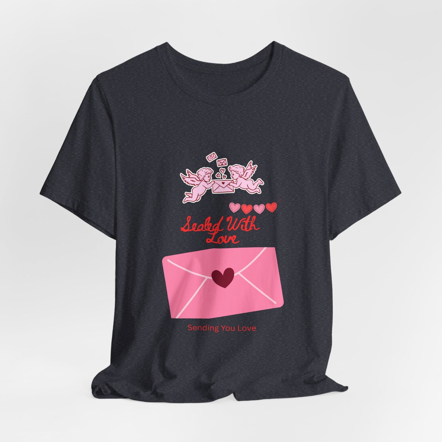 Valentine -Love Letter Tee — Pink Envelope 'Send You Love' Graphic T-Shirt