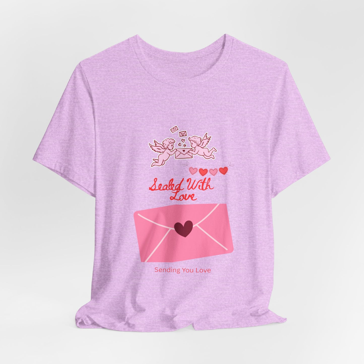 Valentine -Love Letter Tee — Pink Envelope 'Send You Love' Graphic T-Shirt