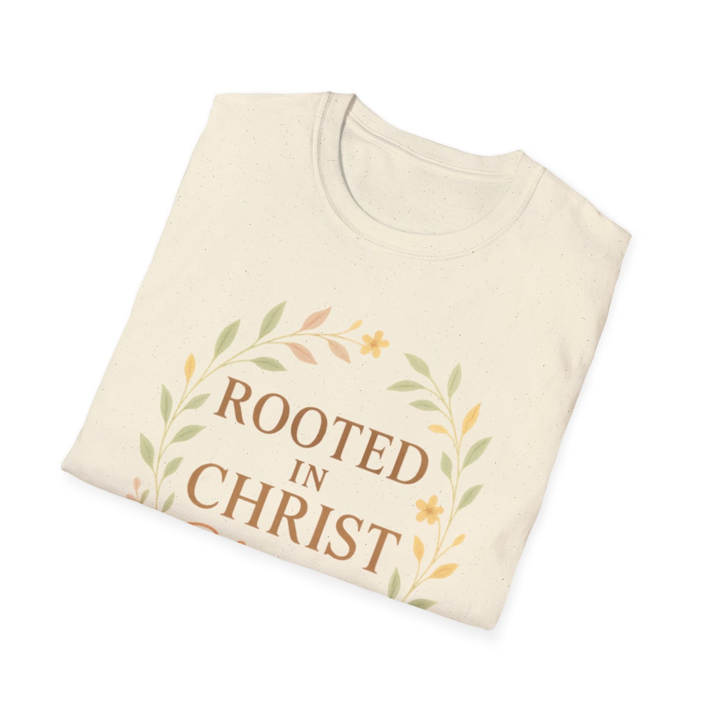+ 1 Rooted in Christ Unisex T-Shirt, Faith-Based Apparel, Inspirational Clothing, Christian Gift, Casual Everyday Wear, Blooming in Love
