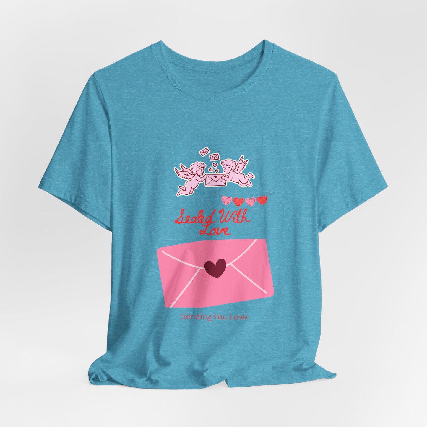 Valentine -Love Letter Tee — Pink Envelope 'Send You Love' Graphic T-Shirt