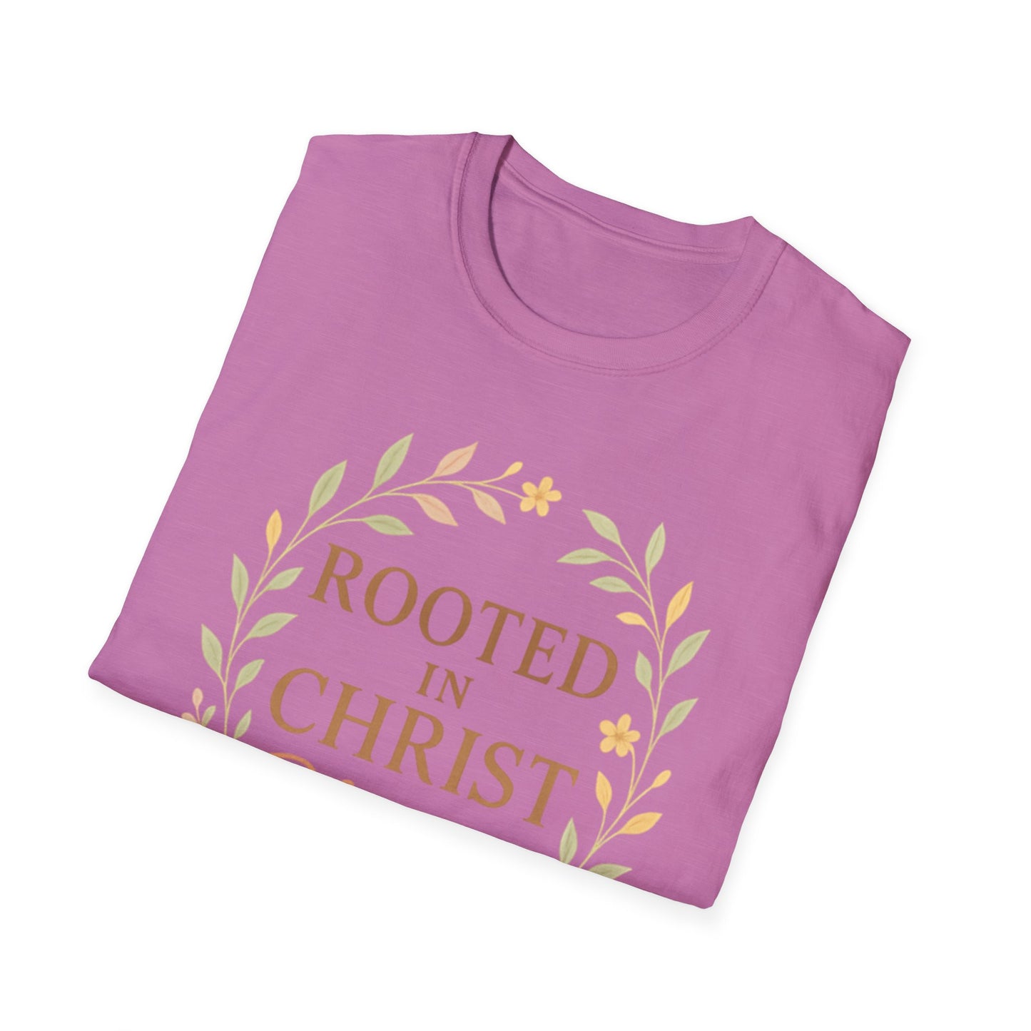+ 1 Rooted in Christ Unisex T-Shirt, Faith-Based Apparel, Inspirational Clothing, Christian Gift, Casual Everyday Wear, Blooming in Love