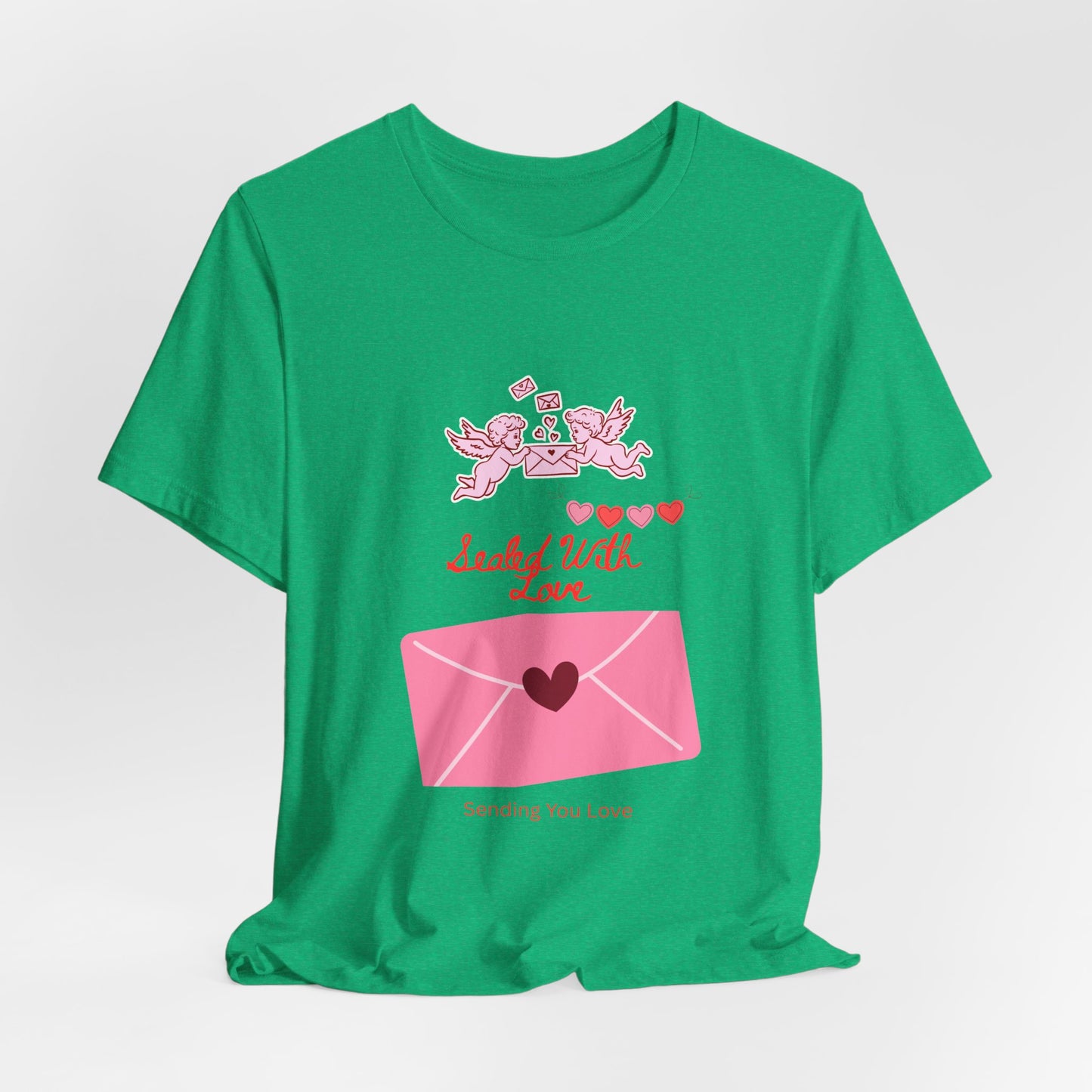 Valentine -Love Letter Tee — Pink Envelope 'Send You Love' Graphic T-Shirt