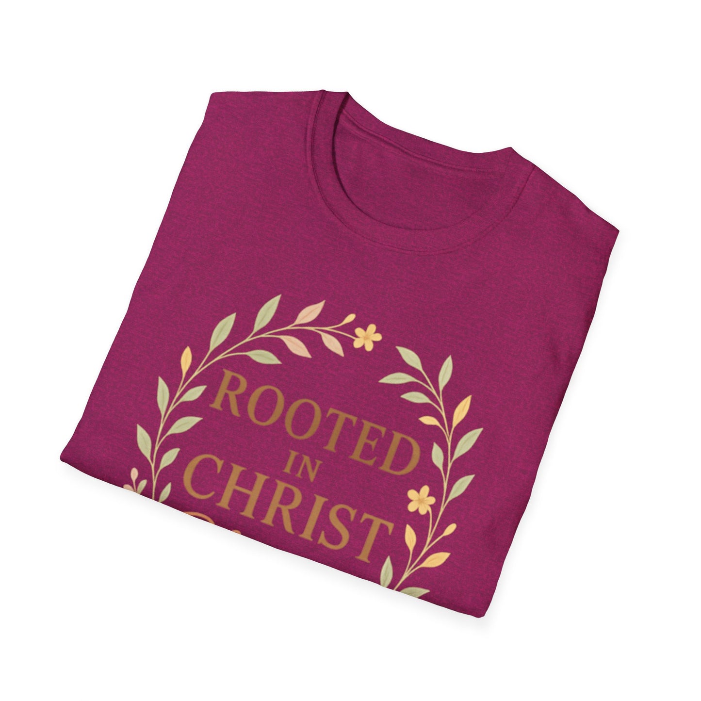 + 1 Rooted in Christ Unisex T-Shirt, Faith-Based Apparel, Inspirational Clothing, Christian Gift, Casual Everyday Wear, Blooming in Love