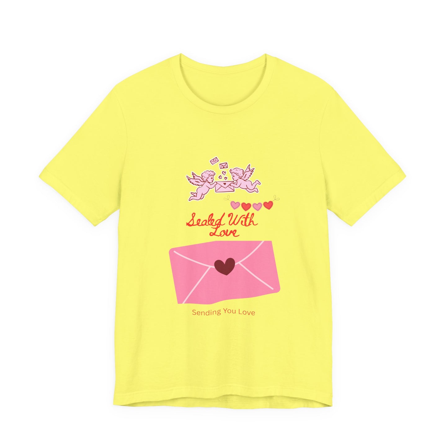 Valentine -Love Letter Tee — Pink Envelope 'Send You Love' Graphic T-Shirt