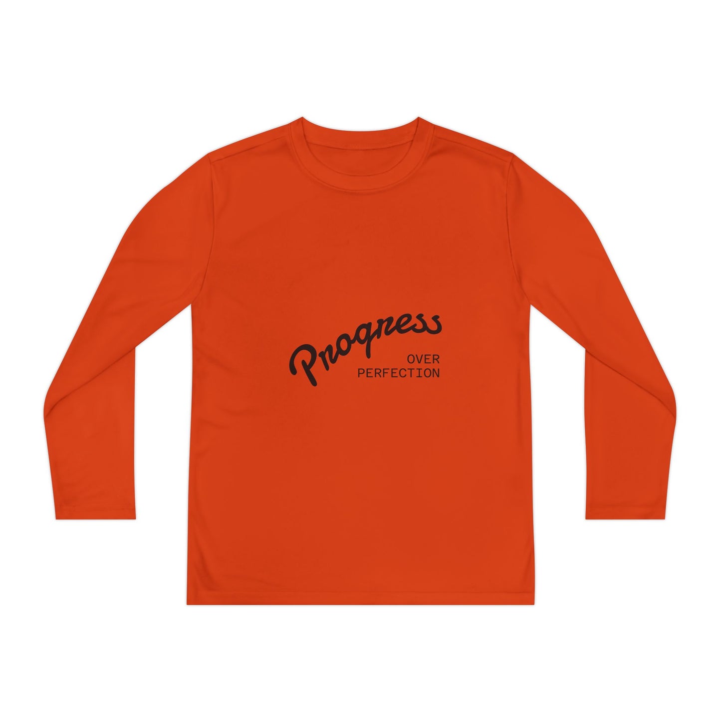 Youth Long Sleeve Tee — "Progress Over Perfection" Motivational Shirt