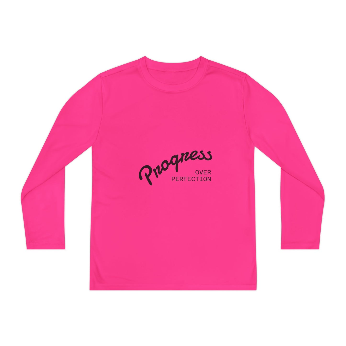 Youth Long Sleeve Tee — "Progress Over Perfection" Motivational Shirt