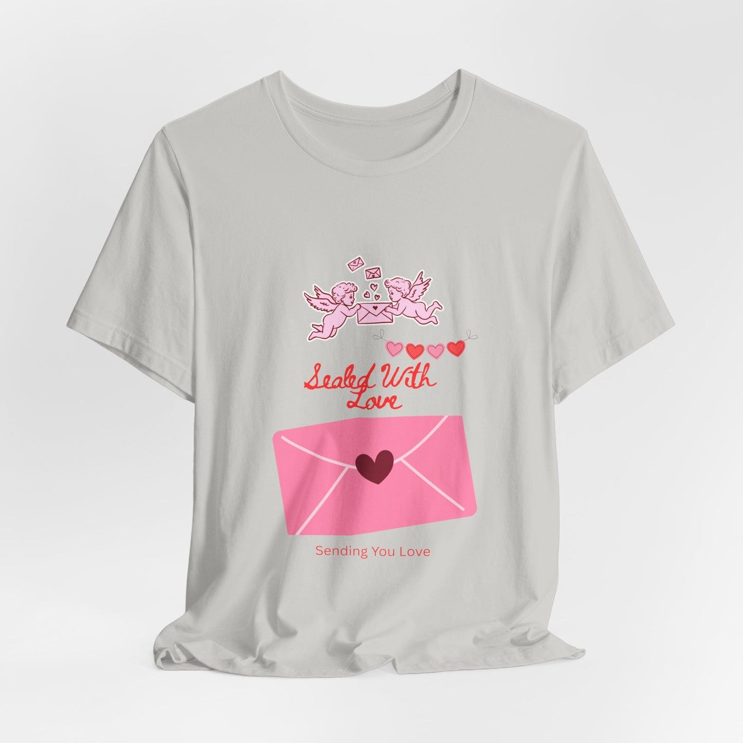 Valentine -Love Letter Tee — Pink Envelope 'Send You Love' Graphic T-Shirt