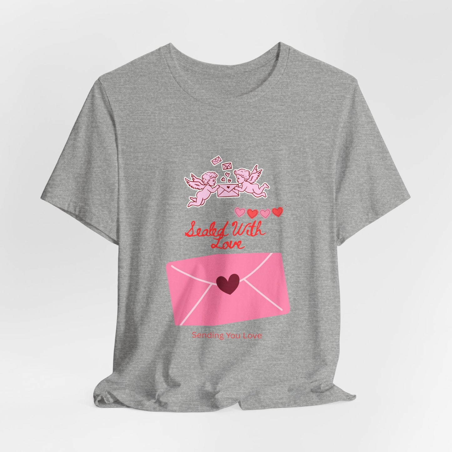 Valentine -Love Letter Tee — Pink Envelope 'Send You Love' Graphic T-Shirt