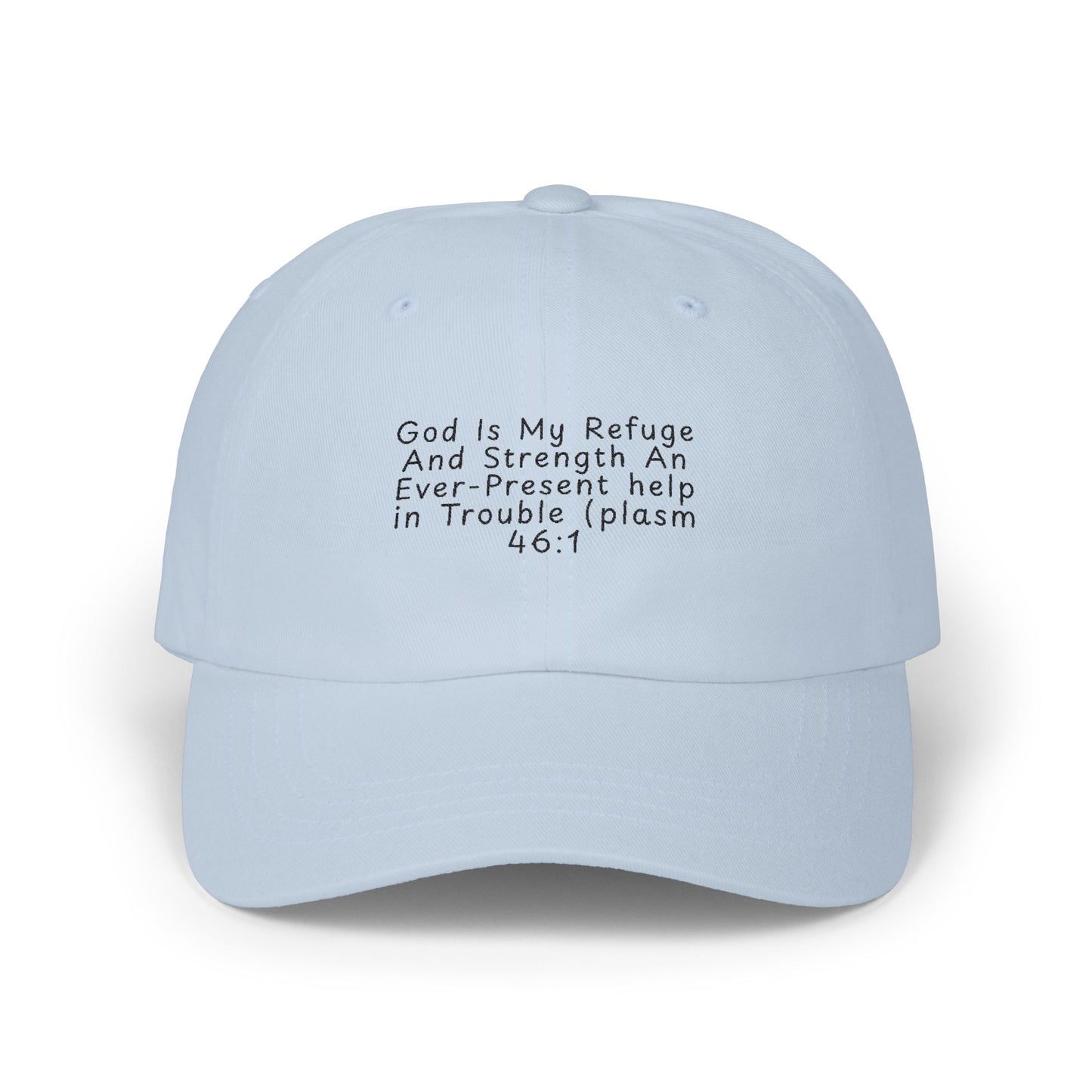 Embroidered Scripture Dad Cap — "God Is My Refuge" (Psalm 46:1)